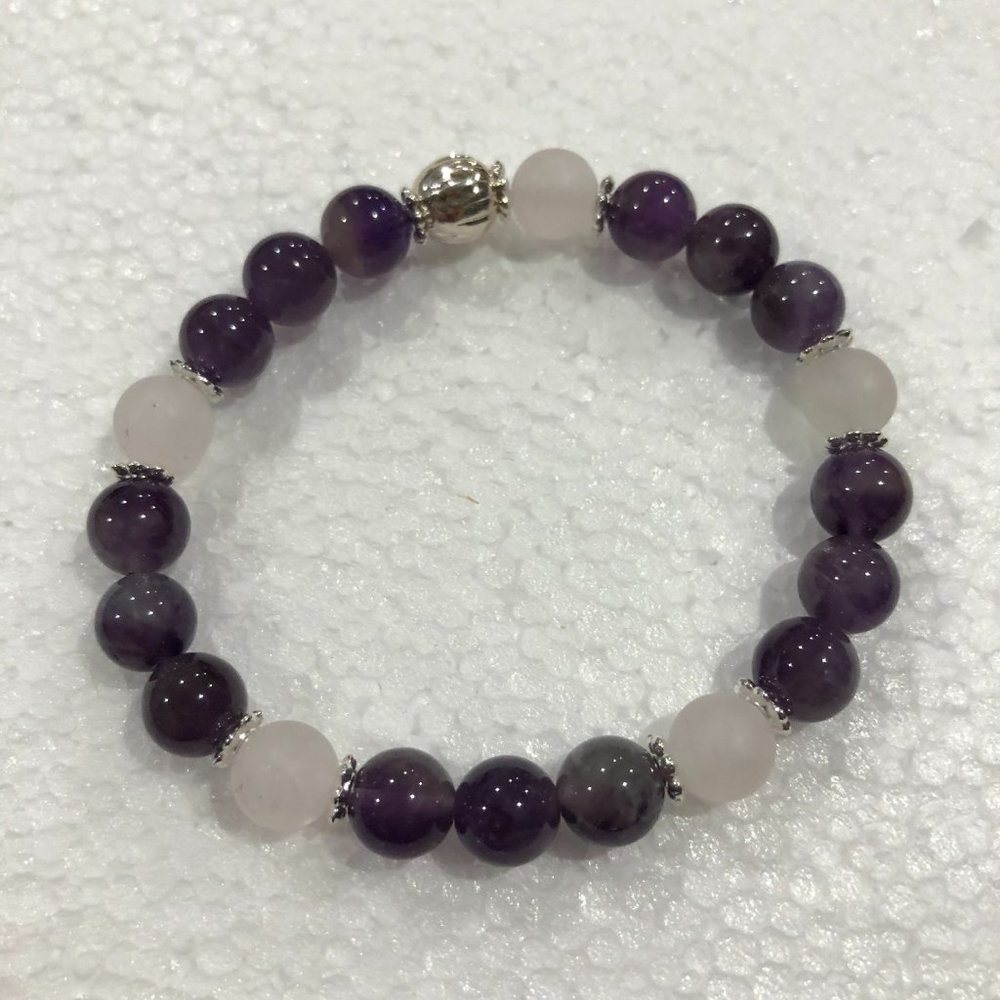 NEW Amethyst & Matte Rose Quartz gemstone bracelet #2